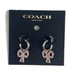 Coach Antique Huggie Bow Earrings, Silver Tone, Pink Photo 0