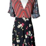 Free People  Mix It Up Printed Patchwork Stripe Floral Mini Dress Hippie Boho 8 Photo 0