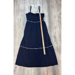 Boden Navy Smocked Trim Maxi Dress Tiered Ruffle Trim Empire Waist Size 16/18 White Photo 7