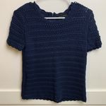 Banana Republic  Navy Blue Knitted Short Sleeve Blouse Photo 0