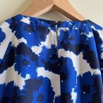 Banana Republic BLUE FLORAL RUFFLE SHORT SLEEVE BLOUSE SEMI SHEER TOP WO… Photo 6