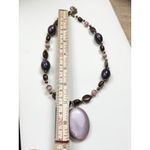 Purple & Brown Beaded Necklace With Large Glass Center Pendant Photo 4
