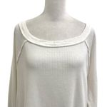 Free People Oversized Relaxed Waffle-Knit Thermal Sweater Top White size Medium Photo 3