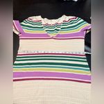 Free People Gidget Ivory Striped Long Sleeve V-Neck Knit Sweater Dress Size L Photo 11