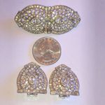Angel Brand Elegant Vintage Silver Tone Rhinestone Brooch Earrings Jewelry Set Photo 4