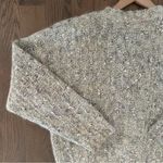Vintage Mohair Blend Melange Knit Cardigan Sweater in Heather Oatmeal Large Gray Photo 7