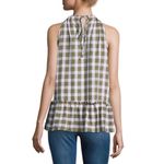 FOR THE REPUBLIC  Gingham Halter in Olive Sz L NWT Photo 1