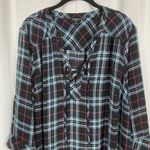 Torrid Black&Blue Plaid Harper Georgette Blouse Sz.3 Photo 6