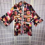 Soft Surroundings Margot Open Front Cardigan Kimono Geo Satin Art to Wear S/M Photo 2