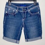 Apt. 9  fleur de Lis embroidered and bedazzled denim Bermuda shorts size 2 Photo 1