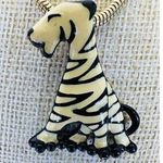 Vintage Necklace Eisenberg‎ Tiger Cat Black White Enamel Pendant Artist Series Photo 3