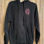Unisex Anti Social Social Club Black Hot Pink Logo Pullover Hoodie Small Photo 0