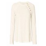 Derek Lam  10 Crosby Sailor Tee In Soft White Long Sleeve Linen Gold Button Sz XS Photo 2