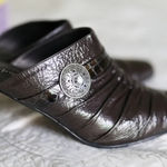 Brighton Rubens Bronze Patent Croc Leather Mules 10 Photo 0