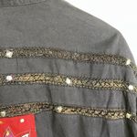 Sandy Starkman Jacket Sz XL Womens Black Embroidered Floral Mirror Embellished Photo 11