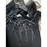 Kay Unger New York Black Sleeveless Top Feather Beaded Party Tank Medium Photo 1