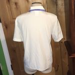 Liz Baker White Periwinkle Trim Vntg Blouse VGUC 6 Photo 1