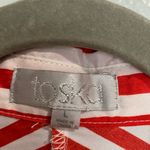 Toska  Red White Striped Chiffon Button Down Blouse Sz L Photo 3