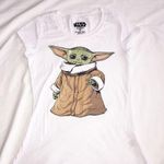 Star Wars Grogu Baby Yoda Mandalorian White Fitted T-Shirt Medium Tee  Photo 0
