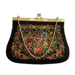 Frame Vintage Austrian Floral Tapestry Purse With Abalone Mother of Pear Gold  Photo 0