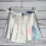 Delphine Size 4 Abstract Watercolor Print Pleated Satin Shorts w/ Pockets Photo 3