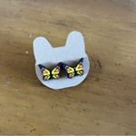 Monarch Butterfly Orange Yellow Wood Stud Custom Gift Birthday Earrings Photo 2