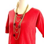 Amrita Singh  18K gold plated multi brass chain necklace, blue stones, NWT Photo 6