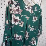 West Kei  Emerald Green Floral Print V Neck Dolman Sleeve Blouse MP Photo 7