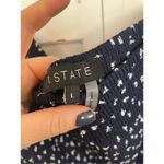 1. State  navy dotted smocked waist jumpsuit ruffle sleeve large Photo 4