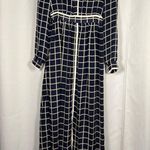 Jovonnista Navy Blue and White Checkered Long Sleeve Maxi Dress Size 4 Photo 2