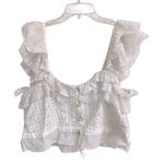 The Kooples  women’s 2 white floral &  dot embroidered ruffle sleeve crop top Photo 2