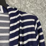 Moa Moa Blue Stripes Open Front Lightweight Cardigan - Size Medium- Sheer Panel Photo 1