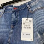 ZARA NWT Distressed Relaxed Cropped Blue Jeans size US 6 Photo 2