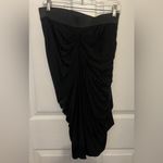 L.A.M.B. Women’s Black Side Drape Ruched Midi Skirt Size M Photo 1