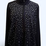 Sag Harbor Black velour sparkly jacket with rhinestones and zipper closure Size 2XL Photo 0