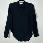 Alexis  Women’s 100% Silk Black Long Sleeve Half Back Blouse Size XS Photo 0