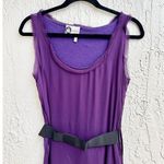 Lanvin Sleeveless Cotton Blend Scoop Neck Belt Midi Dress Purple Women's S / M Photo 1