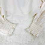 Gianni Bini Ivory Puffed Sleeve Cropped Peasant Blouse Top Square Neck Medium Photo 4