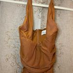 Oh Polly  Rust Brown Bodycon Ruched Midi Dress – UK 4 / US 0 Photo 3