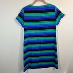Amanda Uprichard ✨  Women’s Purple Green Black Striped Shirt Dress P Photo 5