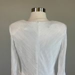 AQUA Metallic Long Sleeve V-Neck Midi Sheath Cocktail Dress Sparkly White Size 4 Photo 5