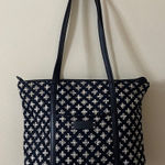 Vera Bradley  Large Quilted Black Tote Bag with Leather Handle Photo 0