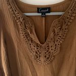 Brown Bohemian Crochet Relax Fit Tier Cotton Dress Size 4 Photo 3