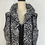Laura Ashley  Black White‎ Animal Print Vest Puffy Designer Stripe Womens Large Photo 1