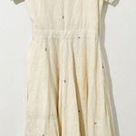 NWT Khara Kapas Cream Organic Cotton Embroidered Wrap Midi Dress Size Medium M Blue Photo 1