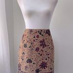 Mixit Vintage Y2K  Tan, Burgundy & Black Floral Print Knee Length Wrap Skirt Photo 2
