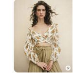 Zimmermann NWT.  Floral Print One-Shoulder Top ZIM 0/ US 4 white yellow Photo 1
