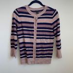 Halogen navy blush stripped crewneck cardigan S Photo 0