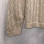 None VTG Beige Cardigan Womens S/M Cable Knit Pearl Button Up Demure Granny Cottage Photo 4