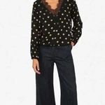 EXPRESS Floral Blouse Long Sleeve V-Neck Top Black Lace Women’s Sz Small Photo 1